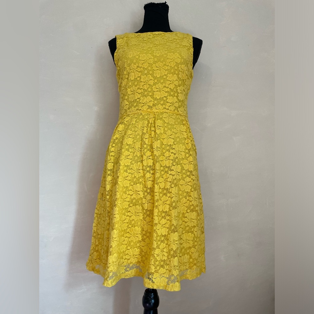 Yellow Lace Fit-and-Flare Dress